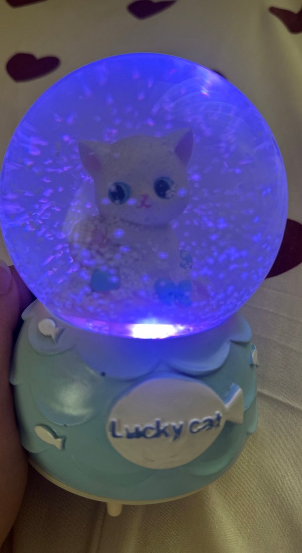 Beyaz Kedi Figürlü Kar Küresi - Görsel 4