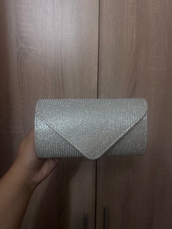 Zincir Detaylı Gri Kadın Abiye Çanta - Görsel 2