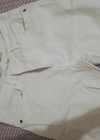 Büyük beden beyaz renk dar kot pantolon  - Görsel 5