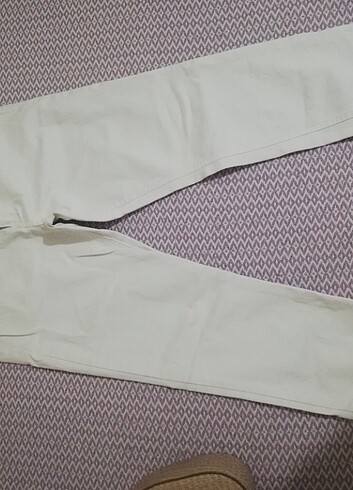 Büyük beden beyaz renk dar kot pantolon  - Görsel 7