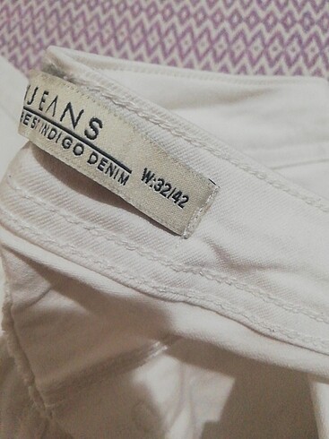 Büyük beden beyaz renk dar kot pantolon  - Görsel 12
