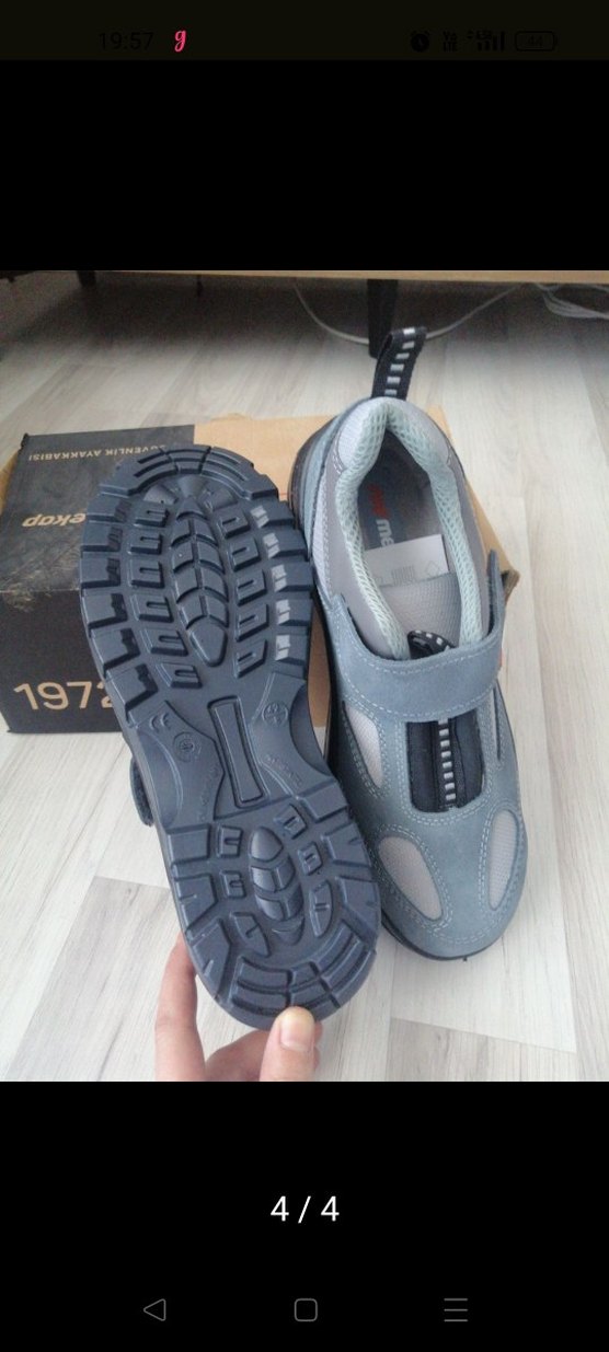 Gri Erkek Spor Ayakkabı Cırtlı Outdoor - Görsel 4