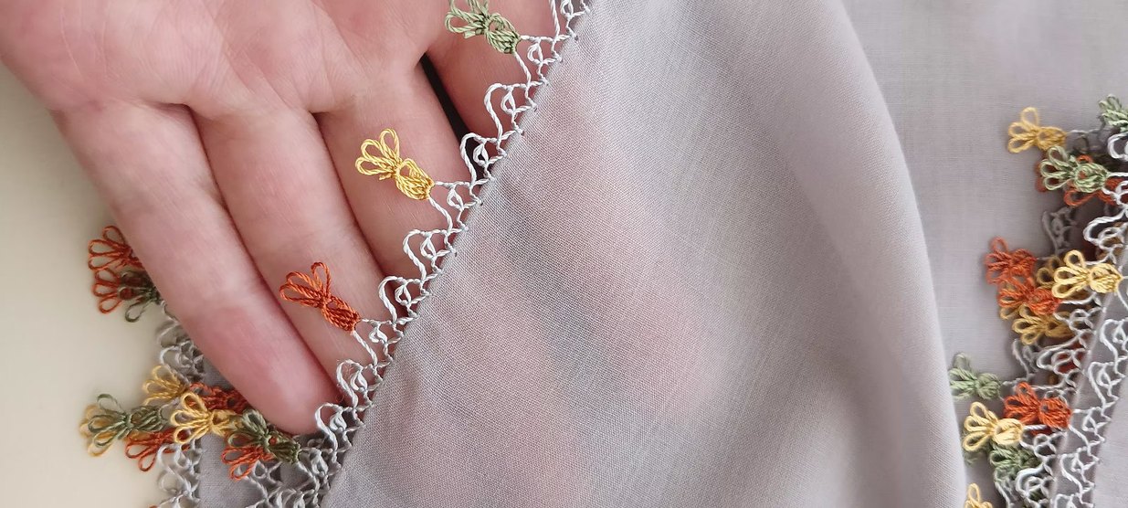 Boncuk İşlemeli Bohem Kadın Eşarp - Görsel 2