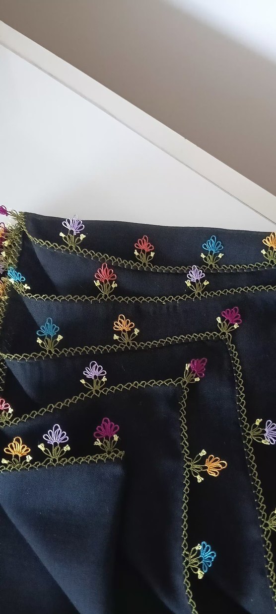 iğne oyası İşlemeli Çok Renkli Kadın yazma - Görsel 4