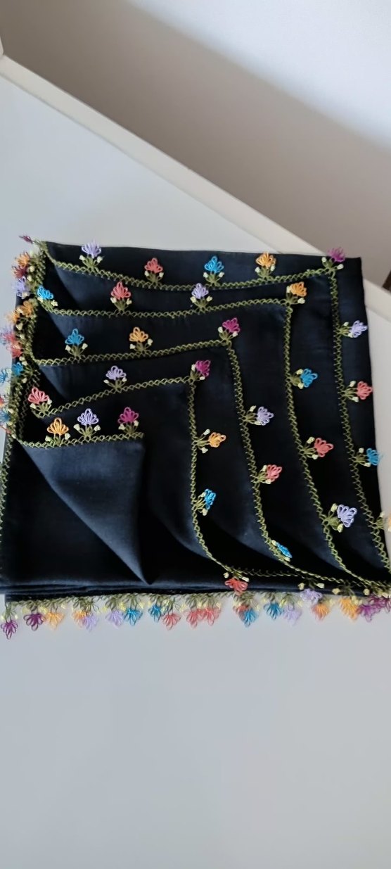 iğne oyası İşlemeli Çok Renkli Kadın yazma - Görsel 5