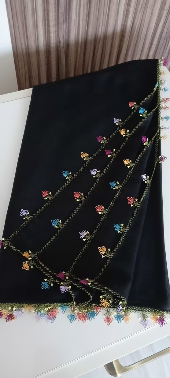 iğne oyası İşlemeli Çok Renkli Kadın yazma - Görsel 3