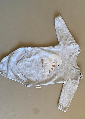 Gri Bebek Erkek Kolsuz Body Sarı Detaylı - Görsel 4