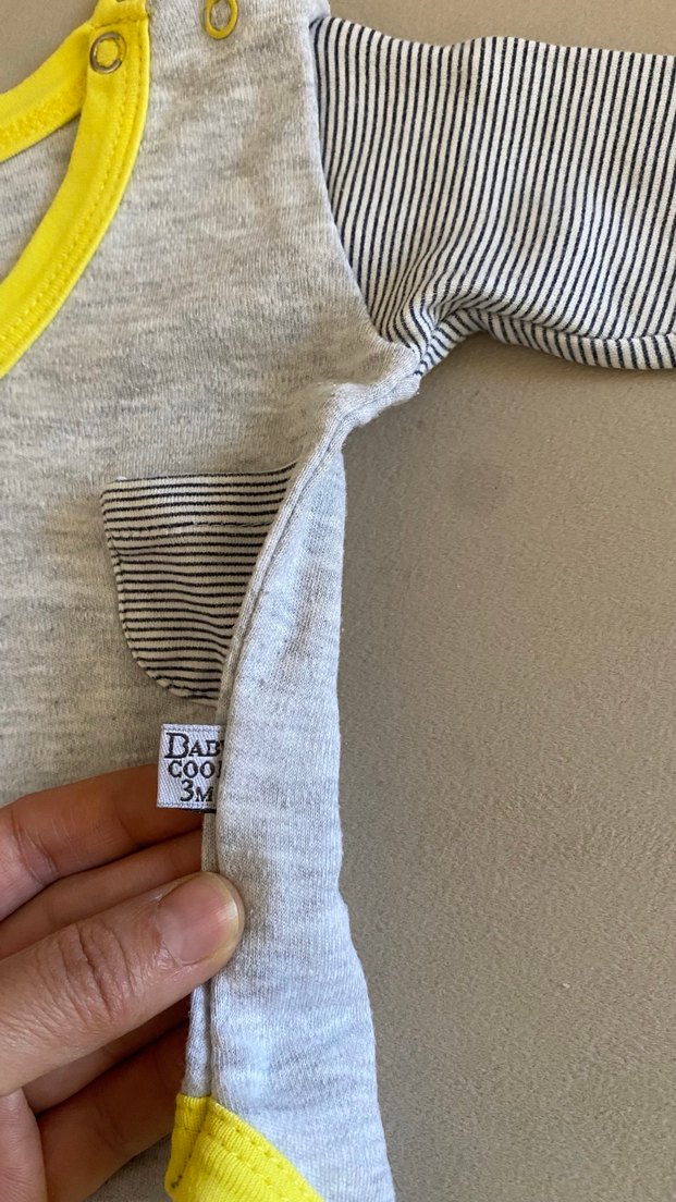 Gri Bebek Erkek Kolsuz Body Sarı Detaylı - Görsel 2