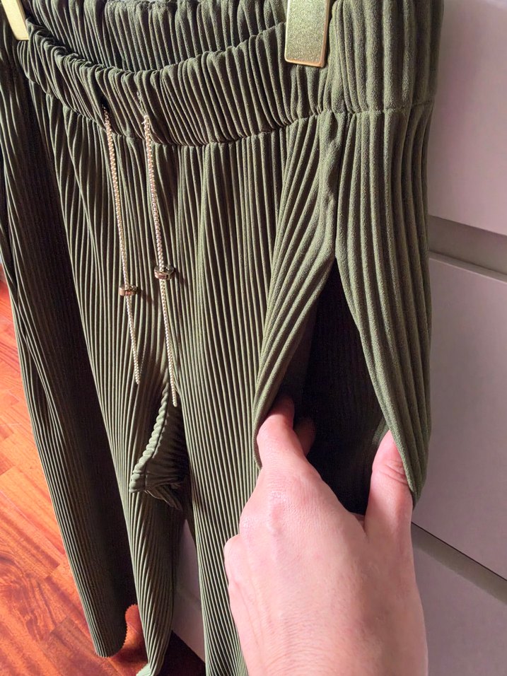 twist Haki Fitilli Geniş Paça Pantolon — görsel 6/8