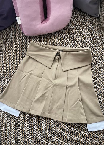 Bej Pilili Mini Etek
