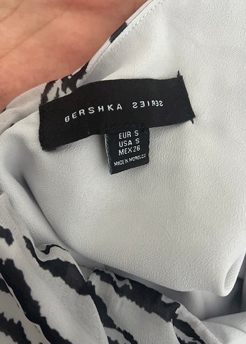 s Beden gri Renk Zebra Desenli Uzun Drapeli Elbise