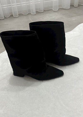 Siyah Süet 3 cm topuklu Kadın Bot - Görsel 2