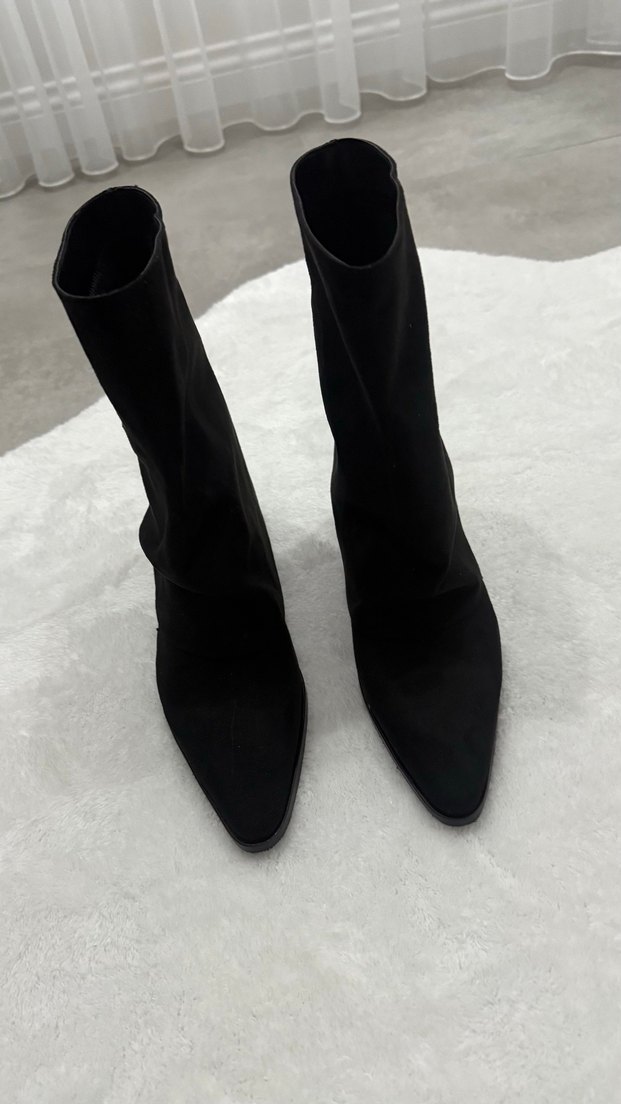 Siyah Süet 3 cm topuklu Kadın Bot - Görsel 3