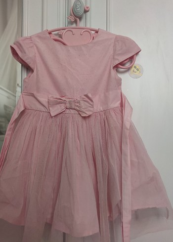 Pembe Kız Çocuk Fiyonklu Elbise baby kids - Görsel 6