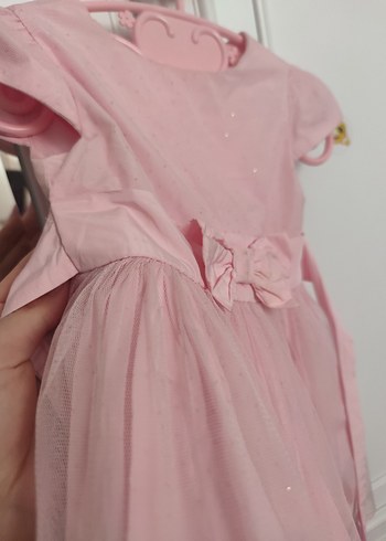 Pembe Kız Çocuk Fiyonklu Elbise baby kids - Görsel 2