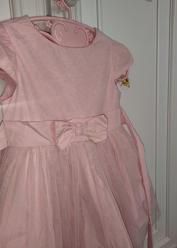 Pembe Kız Çocuk Fiyonklu Elbise baby kids - Görsel 5