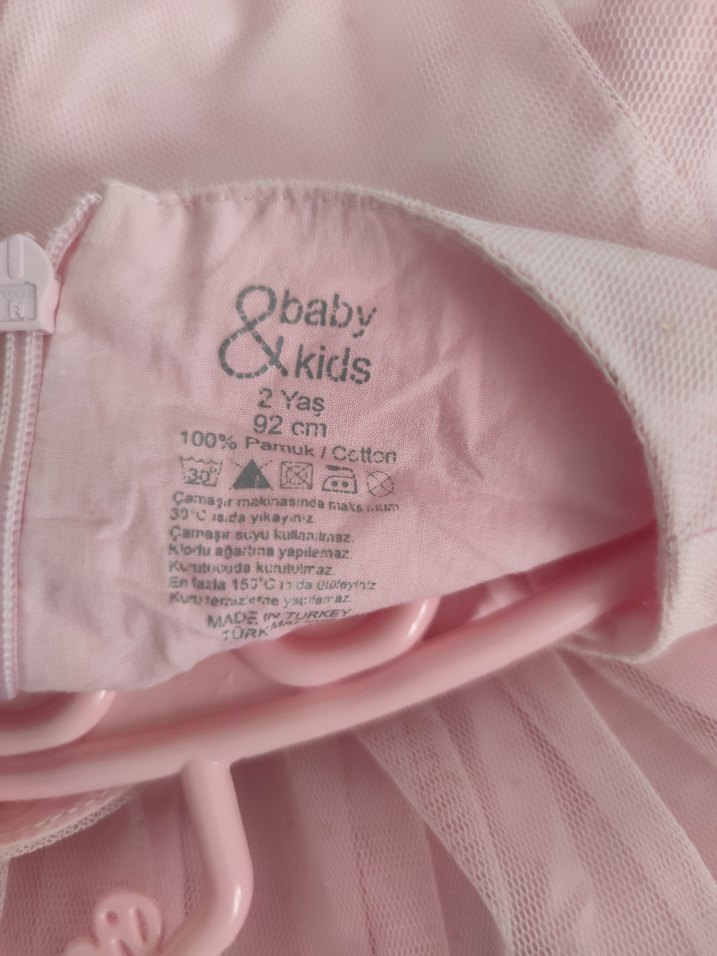 Pembe Kız Çocuk Fiyonklu Elbise baby kids - Görsel 3