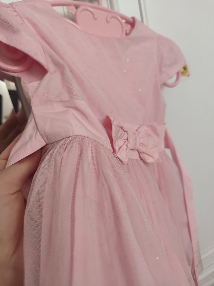 Pembe Kız Çocuk Fiyonklu Elbise baby kids - Görsel 2