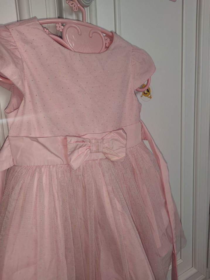 Pembe Kız Çocuk Fiyonklu Elbise baby kids - Görsel 5