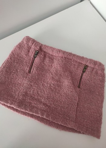 Fermuarlı Pembe Mini Etek - Görsel 2