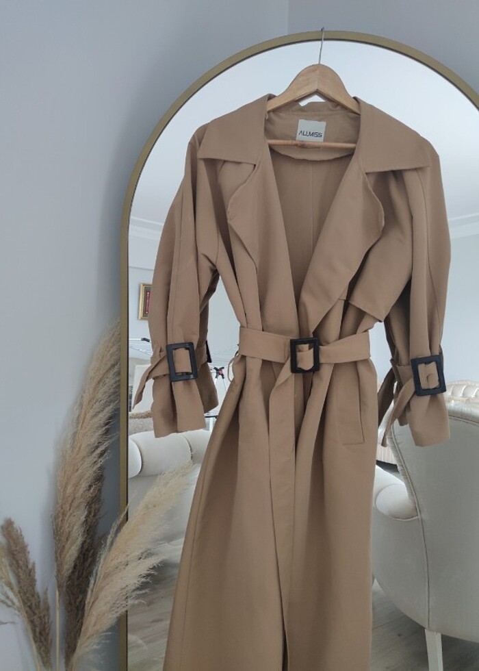 Camel trençkot oversize - Görsel 2