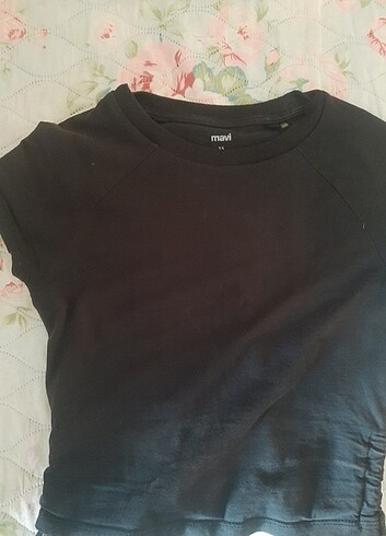xs Beden siyah Renk Mavi yandan bağlamalı crop