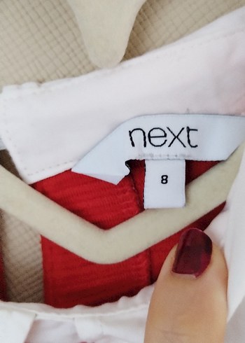 Düğmeli Kırmızı Hamile Bluzu, Yakalı, Kolsuz - Görsel 3