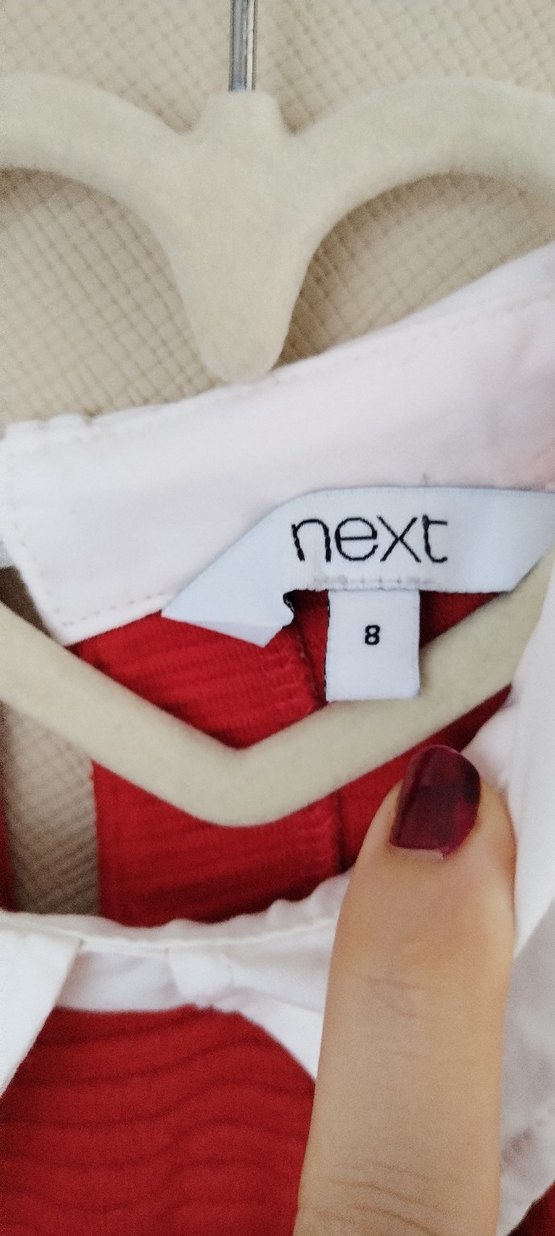 Düğmeli Kırmızı Hamile Bluzu, Yakalı, Kolsuz - Görsel 3