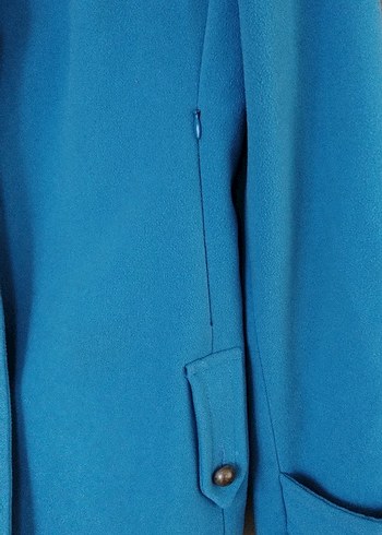 Mavi Uzun Kadın Kaban - Görsel 3