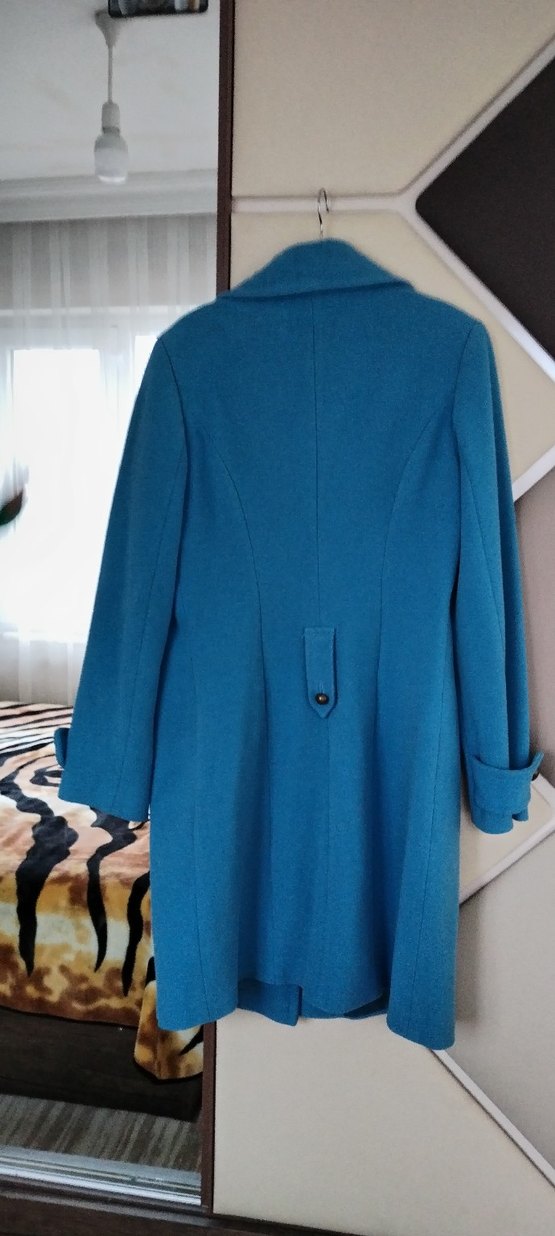 Mavi Uzun Kadın Kaban - Görsel 2