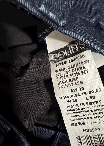 l Beden Colins Fit Kesim Koyu Denim Pantolon