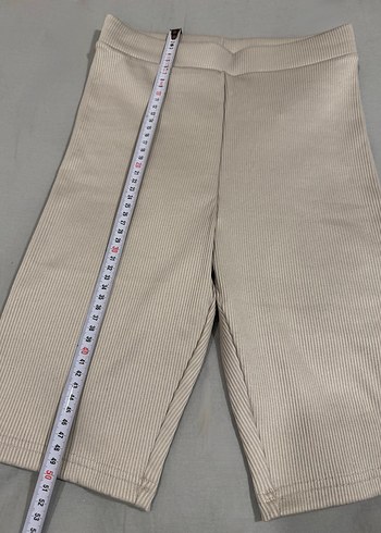 H&M Sıfır Bej Rengi Yüksek Bel Fitilli Tayt - Görsel 8