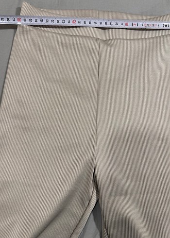 H&M Sıfır Bej Rengi Yüksek Bel Fitilli Tayt - Görsel 10