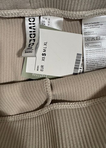 H&M Sıfır Bej Rengi Yüksek Bel Fitilli Tayt - Görsel 11