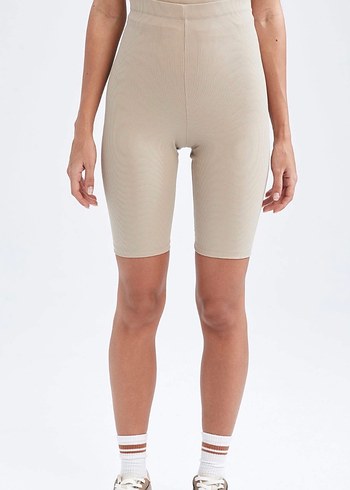 H&M Sıfır Bej Rengi Yüksek Bel Fitilli Tayt - Görsel 4