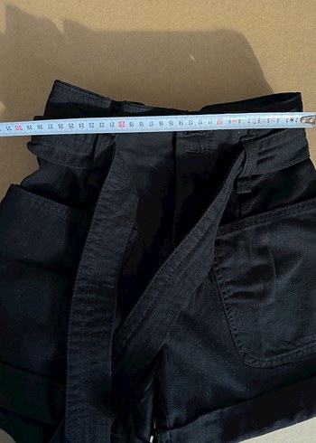 Bershka Siyah Paperbag Kot Şort - Görsel 9