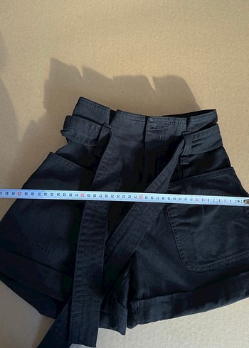 Bershka Siyah Paperbag Kot Şort - Görsel 10