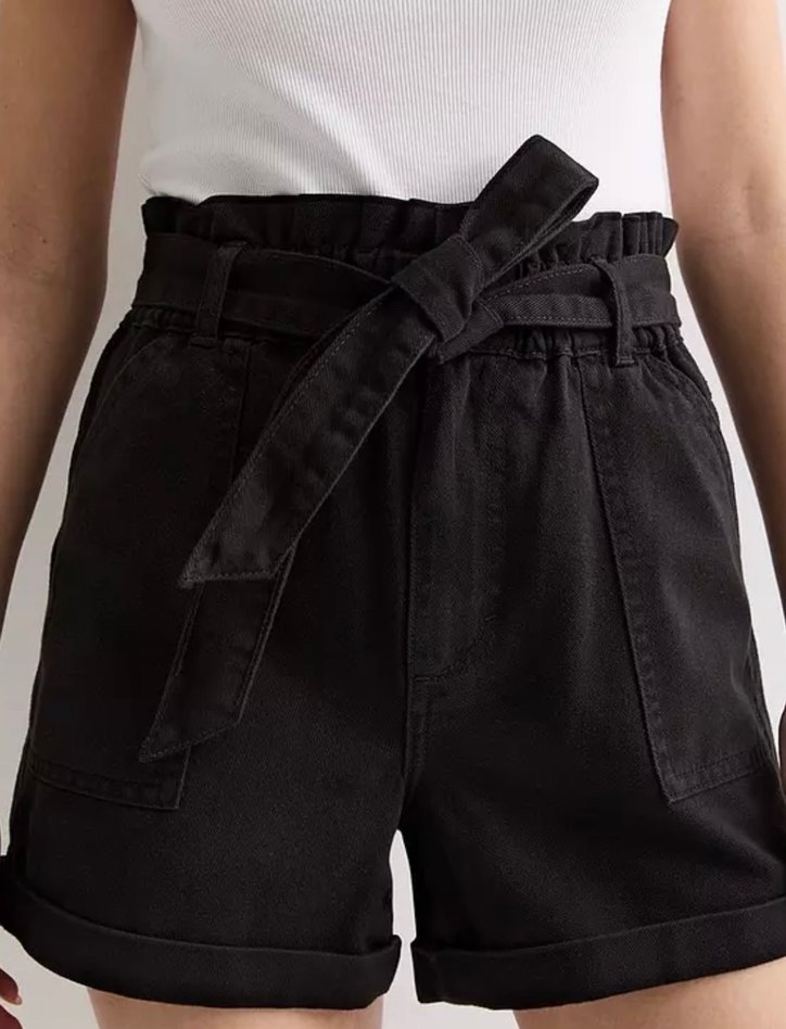 Bershka Siyah Paperbag Kot Şort - Görsel 2