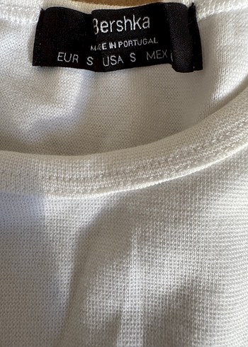 Bershka Beyaz Baskılı Kısa Kollu Crop - Görsel 8