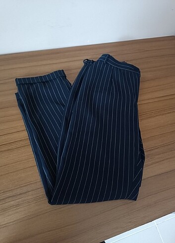 Lacivert çizgili kumaş pantolon 