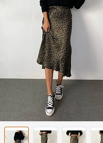 Leopar desen viskon etek - Görsel 2