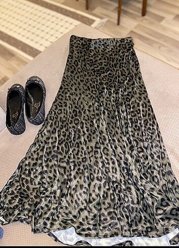 Leopar desen viskon etek - Görsel 3