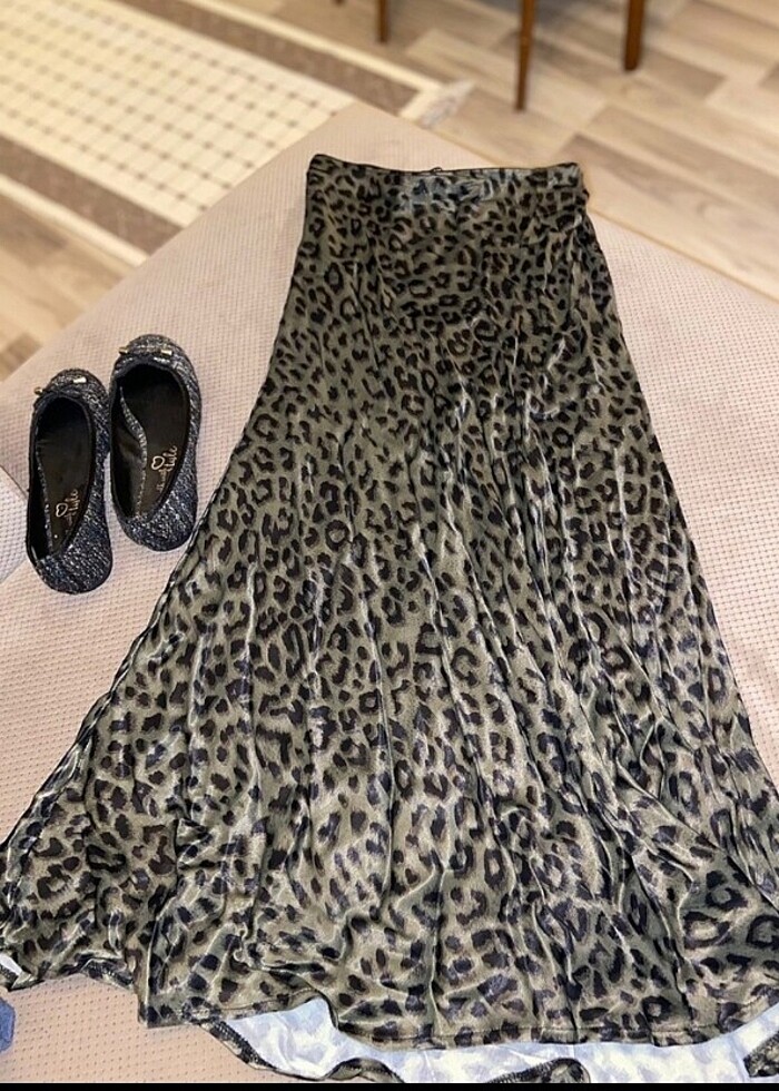 Leopar desen viskon etek - Görsel 3