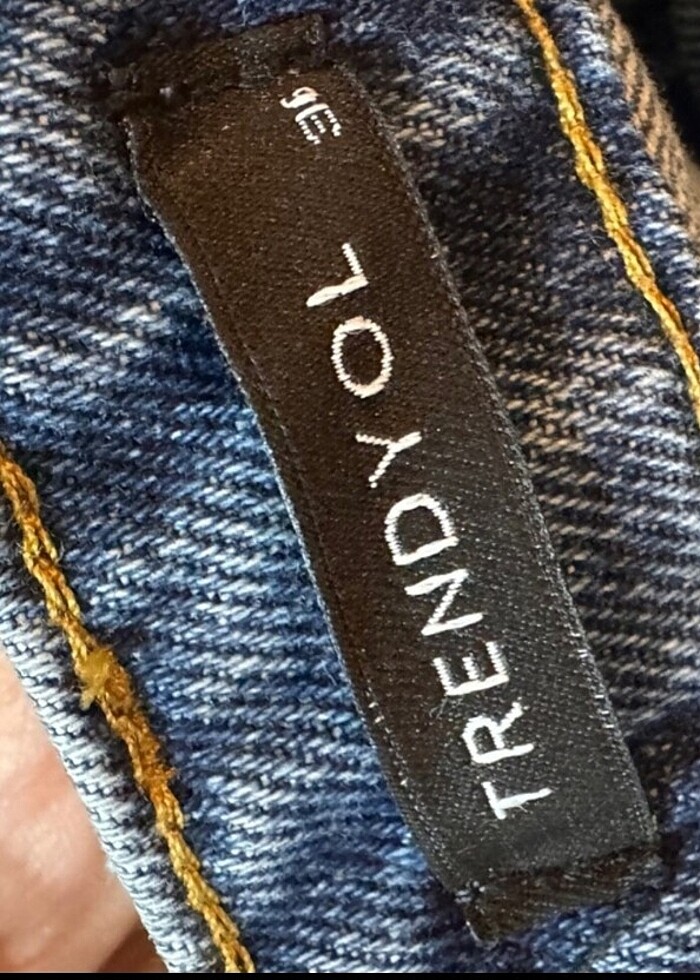 Trendyolmilla mavi  yırtmaç detaylı kot etek - Görsel 3