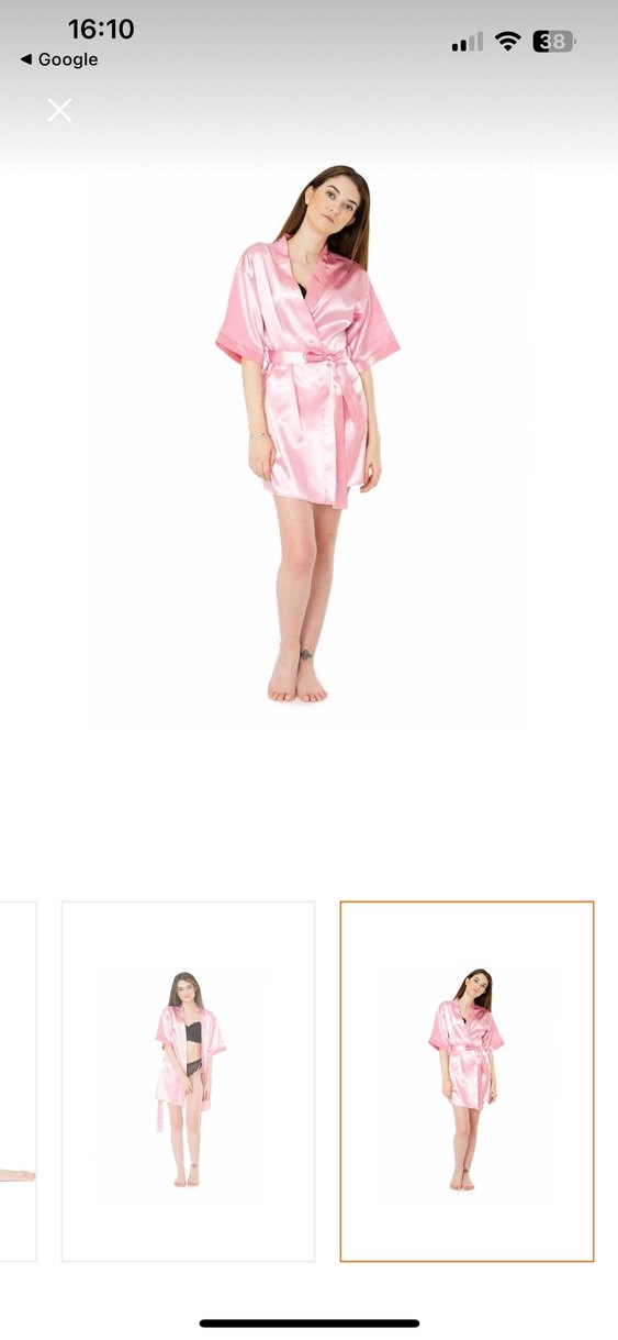 Pembe Saten Midi Kadın Sabahlık - Görsel 2