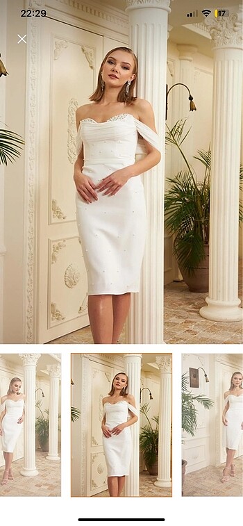 Beyaz taşlı abiye - Görsel 3