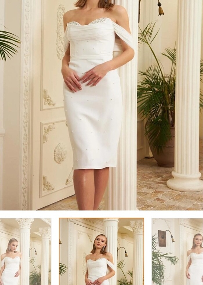 Beyaz taşlı abiye - Görsel 3