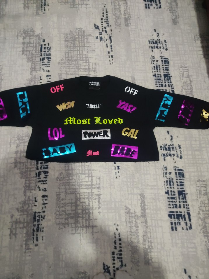 Renkli Baskılı Uzun Kollu kadın kazak - Görsel 3