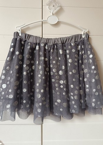 Kız Çocuk Gri Puantiyeli Fırfırlı Etek - Görsel 2