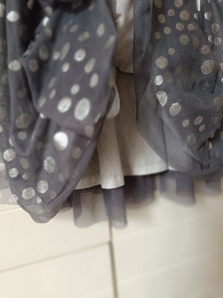 Kız Çocuk Gri Puantiyeli Fırfırlı Etek - Görsel 3
